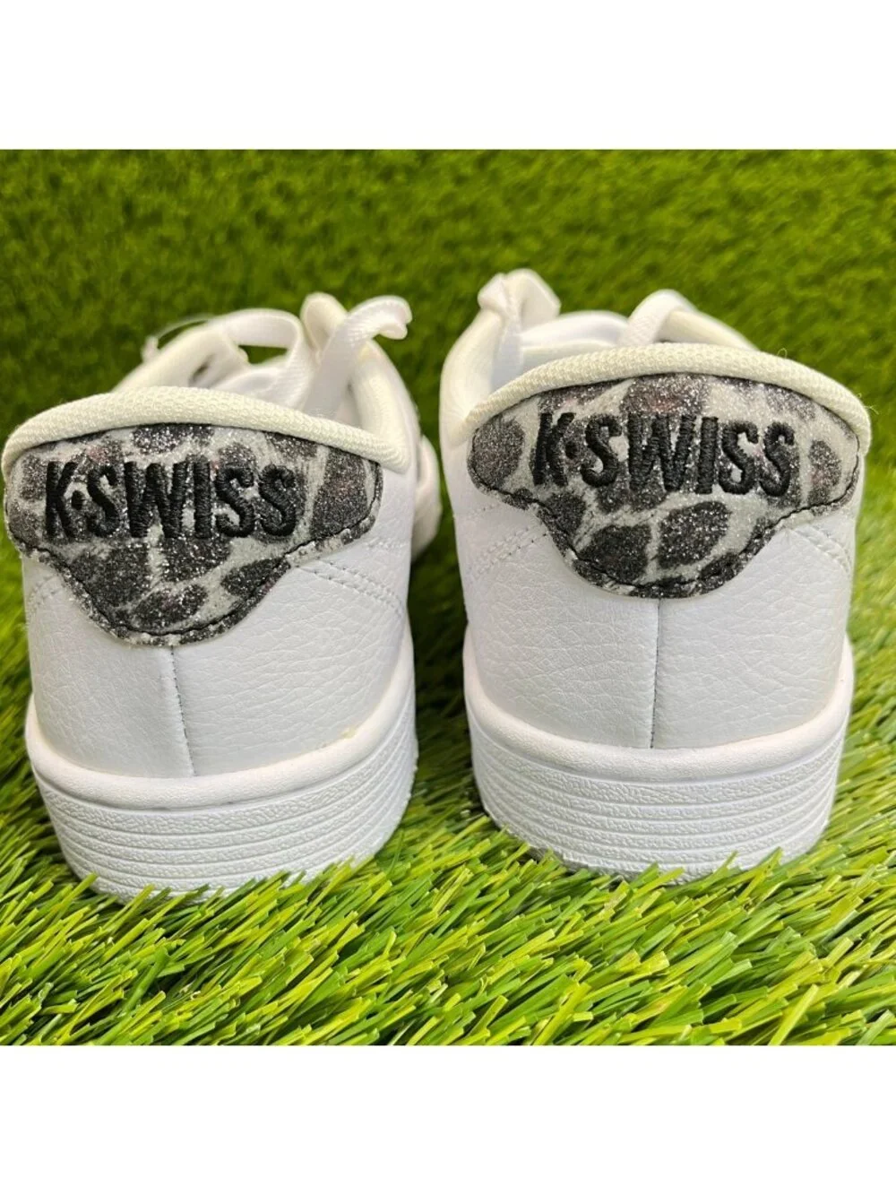 K-Swiss Court Pro II Leopard Womens Size 8 White Black Athletic Shoes Sneakers